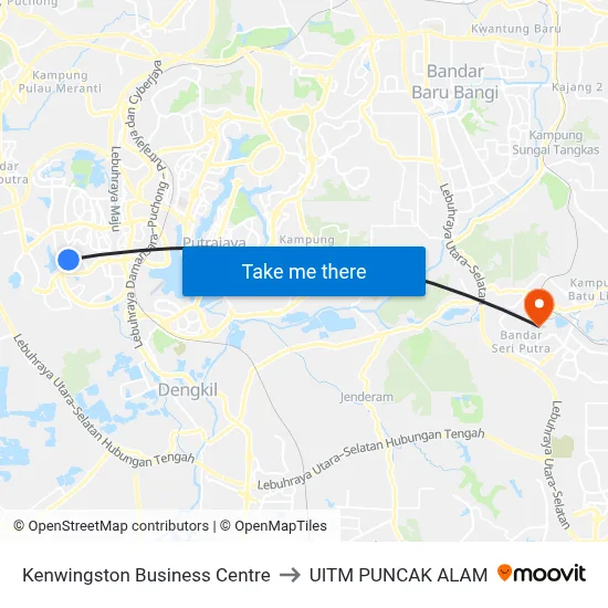 Kenwingston Business Centre to UITM PUNCAK ALAM map