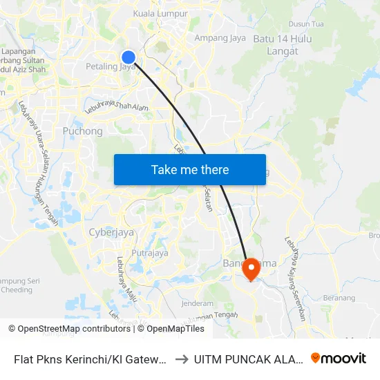 Flat Pkns Kerinchi/Kl Gateway to UITM PUNCAK ALAM map
