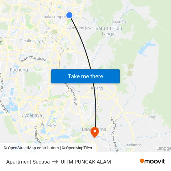 Apartment Sucasa to UITM PUNCAK ALAM map