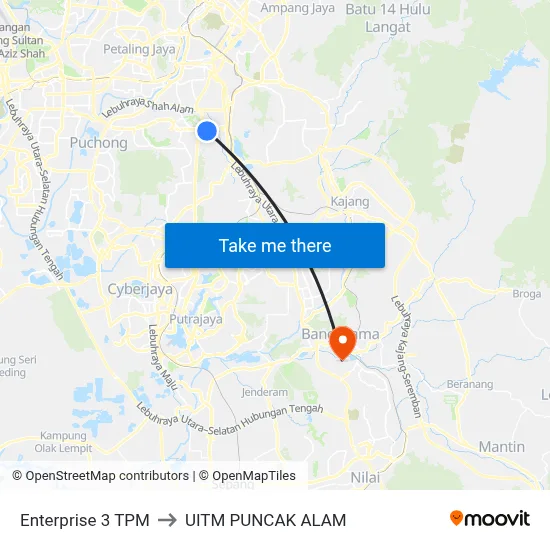 Enterprise 3 TPM to UITM PUNCAK ALAM map