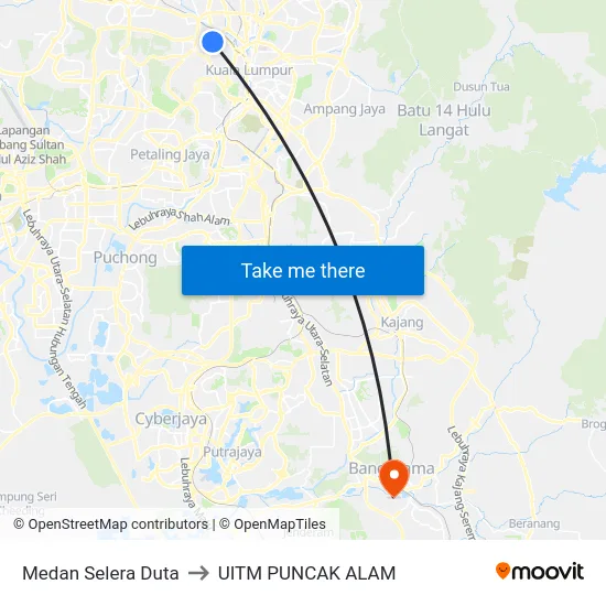 Medan Selera Duta to UITM PUNCAK ALAM map