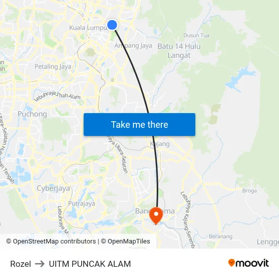 Rozel to UITM PUNCAK ALAM map