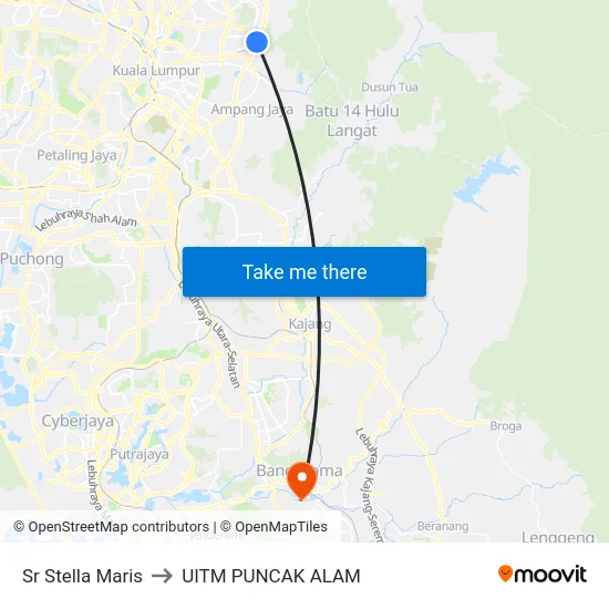 Sr Stella Maris to UITM PUNCAK ALAM map