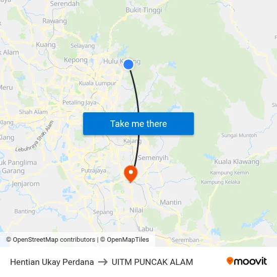 Hentian Ukay Perdana to UITM PUNCAK ALAM map