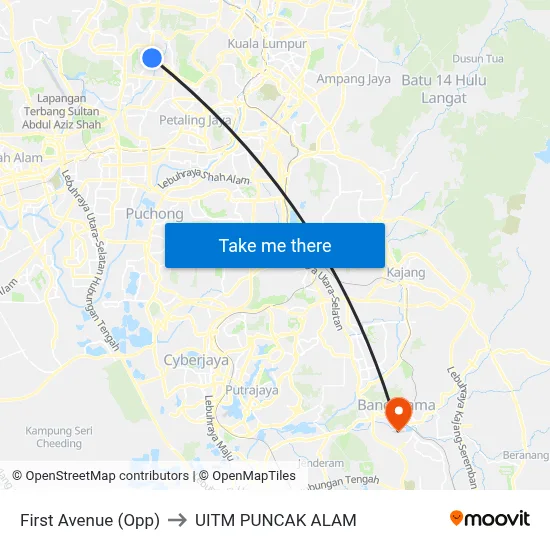 First Avenue (Opp) to UITM PUNCAK ALAM map