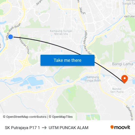 SK Putrajaya P17 1 to UITM PUNCAK ALAM map
