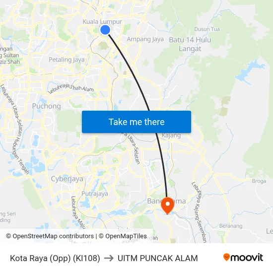 Kota Raya (Opp) (Kl108) to UITM PUNCAK ALAM map