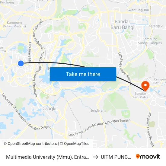 Multimedia University (Mmu), Entrance B (Opp) (Sp340) to UITM PUNCAK ALAM map
