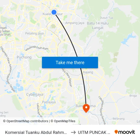 Komersial Tuanku Abdul Rahman (Kl71) to UITM PUNCAK ALAM map
