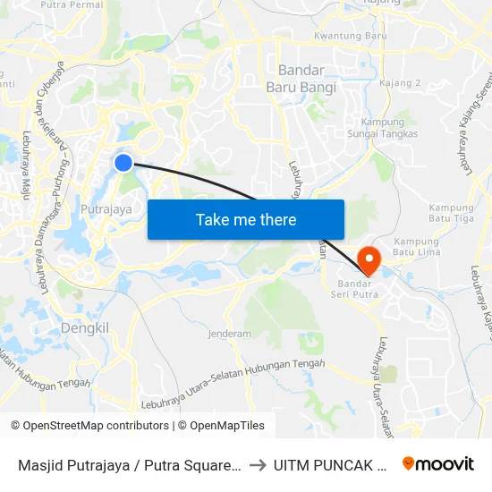 Masjid Putrajaya / Putra Square (Ppj48) to UITM PUNCAK ALAM map