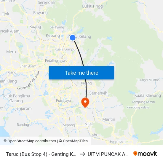 Taruc (Bus Stop 4) - Genting Kelang to UITM PUNCAK ALAM map