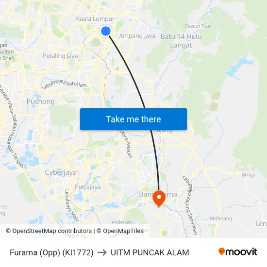 Furama (Opp) (Kl1772) to UITM PUNCAK ALAM map