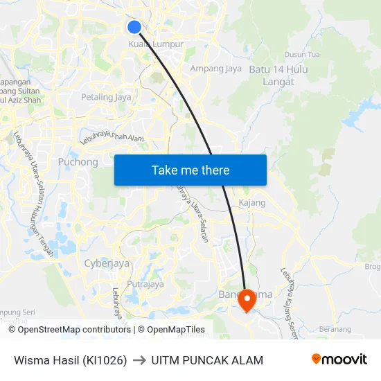 Wisma Hasil (Kl1026) to UITM PUNCAK ALAM map