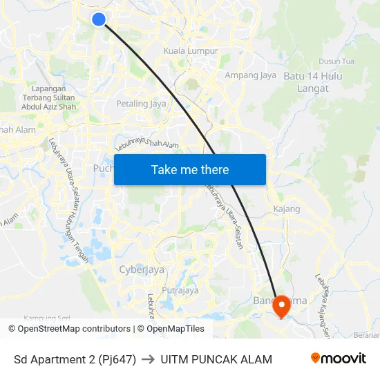 Sd Apartment 2 (Pj647) to UITM PUNCAK ALAM map