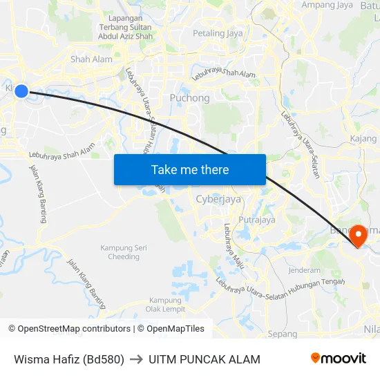 Wisma Hafiz (Bd580) to UITM PUNCAK ALAM map