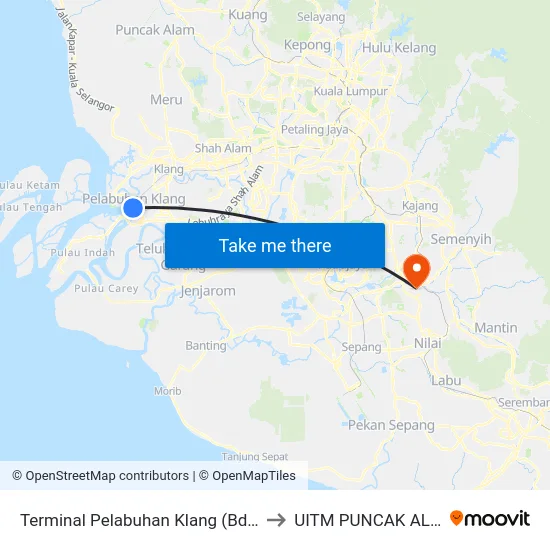 Terminal Pelabuhan Klang (Bd344) to UITM PUNCAK ALAM map