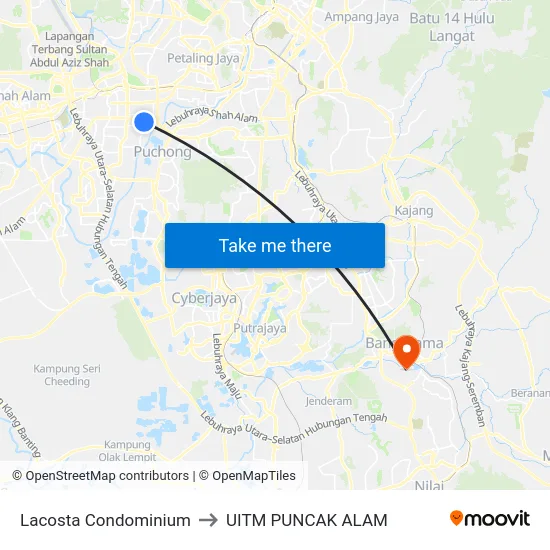 Lacosta Condominium to UITM PUNCAK ALAM map