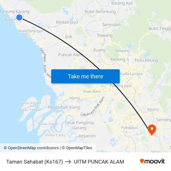 Taman Sahabat (Ks167) to UITM PUNCAK ALAM map