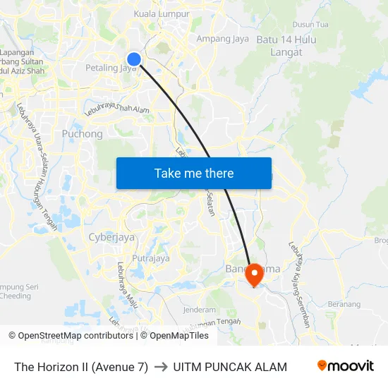 The Horizon II (Avenue 7) to UITM PUNCAK ALAM map