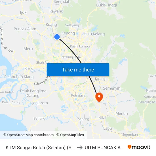 KTM Sungai Buloh (Selatan) (Sa898) to UITM PUNCAK ALAM map