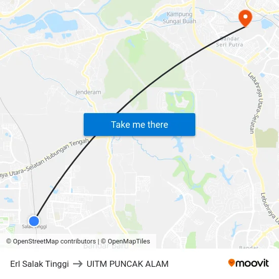 Erl Salak Tinggi to UITM PUNCAK ALAM map