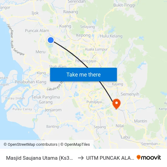 Masjid Saujana Utama (Ks322) to UITM PUNCAK ALAM map