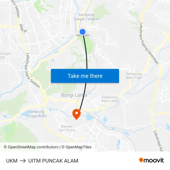 UKM to UITM PUNCAK ALAM map
