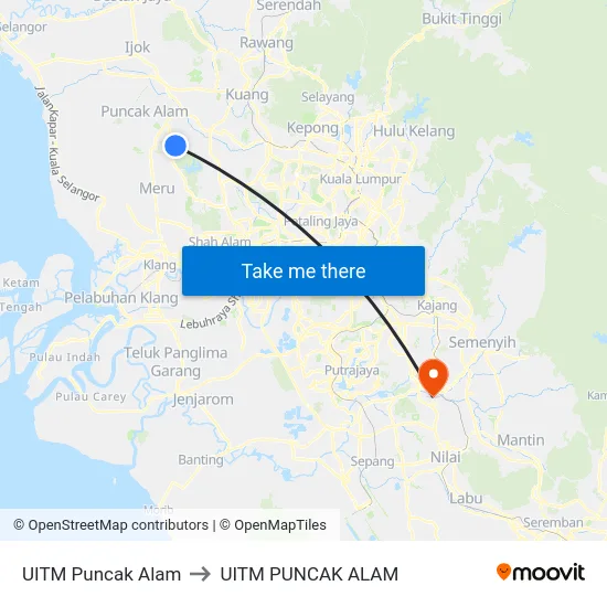 UITM Puncak Alam to UITM PUNCAK ALAM map