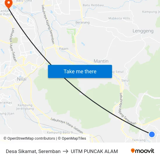 Desa Sikamat, Seremban to UITM PUNCAK ALAM map