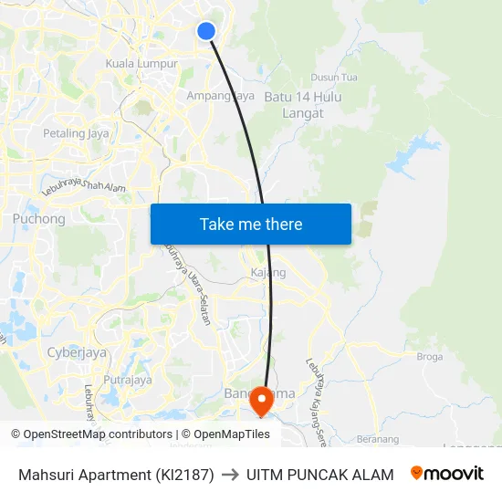 Mahsuri Apartment (Kl2187) to UITM PUNCAK ALAM map