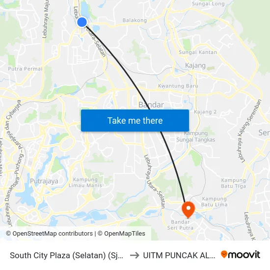 South City Plaza (Selatan) (Sj101) to UITM PUNCAK ALAM map
