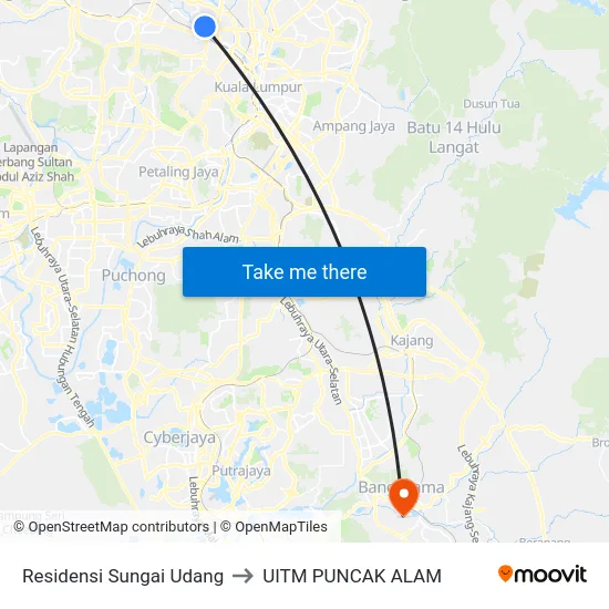 Residensi Sungai Udang to UITM PUNCAK ALAM map