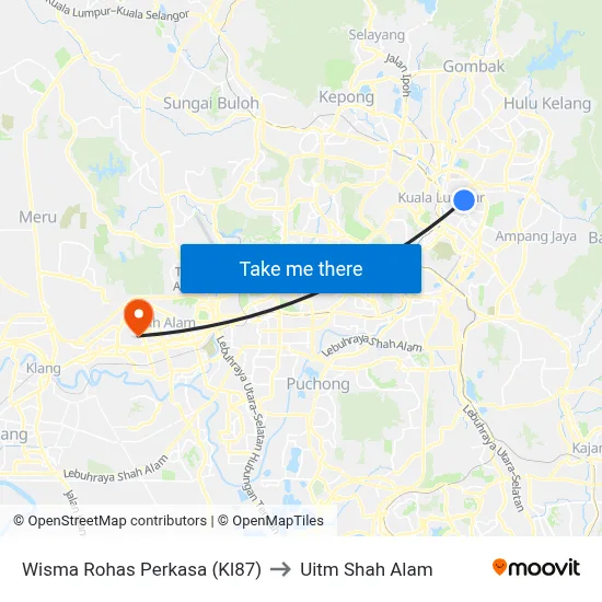 Wisma Rohas Perkasa (Kl87) to Uitm Shah Alam map