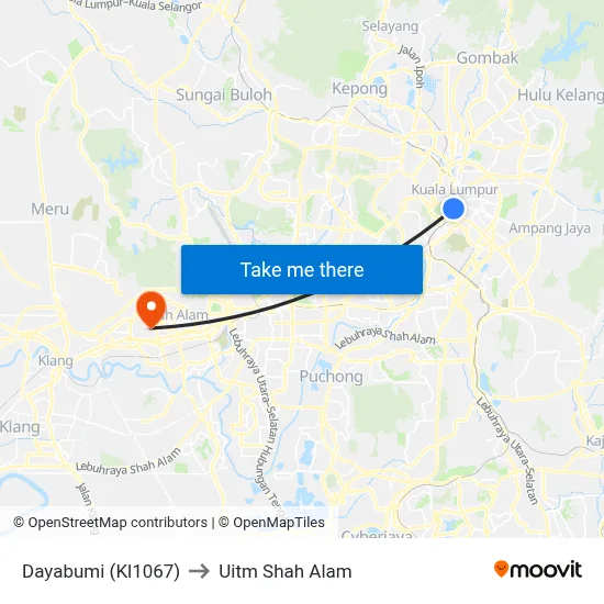 Dayabumi (Kl1067) to Uitm Shah Alam map