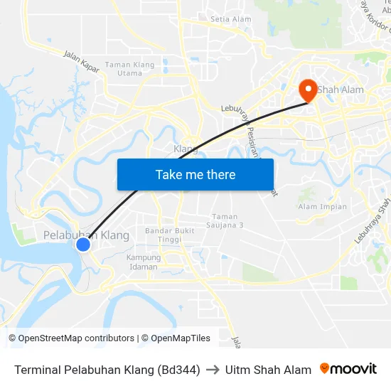 Terminal Pelabuhan Klang (Bd344) to Uitm Shah Alam map