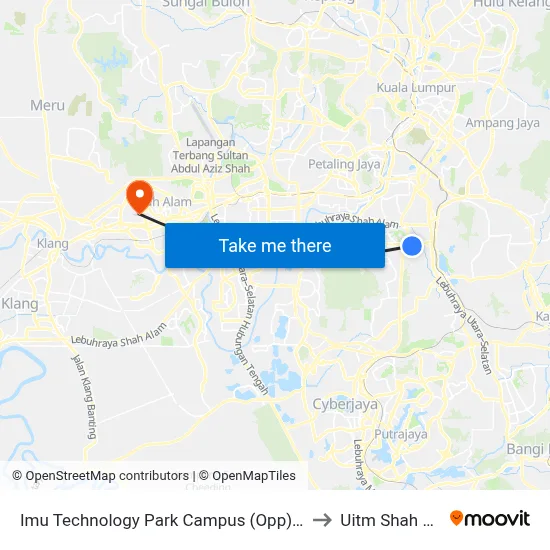 Imu Technology Park Campus (Opp) (Kl2007) to Uitm Shah Alam map