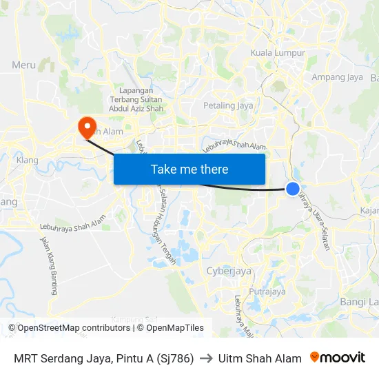 MRT Serdang Jaya, Pintu A (Sj786) to Uitm Shah Alam map