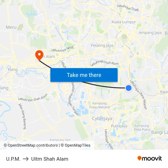 U.P.M. to Uitm Shah Alam map
