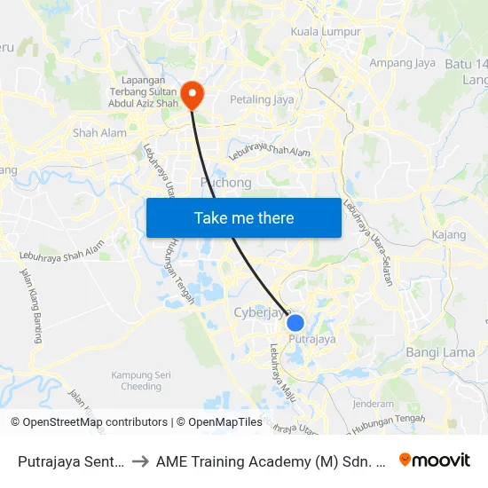 Putrajaya Sentral to AME Training Academy (M) Sdn. Bhd. map