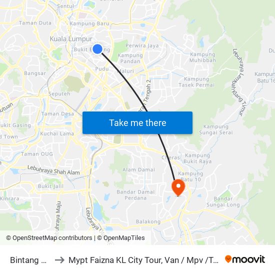 Bintang Walk (Kl85) to Mypt Faizna KL City Tour, Van / Mpv /Taxi To KLIA & Tour Operator Service map