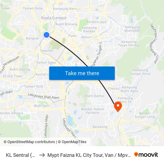 KL Sentral (Utara) (Kl1077) to Mypt Faizna KL City Tour, Van / Mpv /Taxi To KLIA & Tour Operator Service map