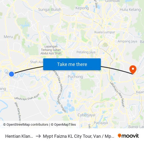 Hentian Klang (Bsn) (Bd580) to Mypt Faizna KL City Tour, Van / Mpv /Taxi To KLIA & Tour Operator Service map