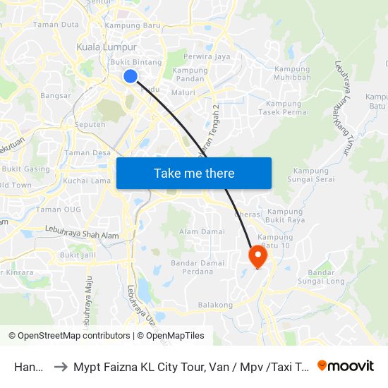 Hang Tuah to Mypt Faizna KL City Tour, Van / Mpv /Taxi To KLIA & Tour Operator Service map