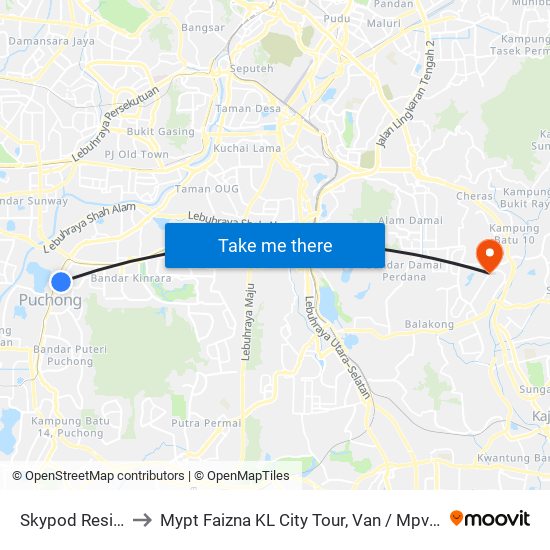 Skypod Residences (Sj447) to Mypt Faizna KL City Tour, Van / Mpv /Taxi To KLIA & Tour Operator Service map
