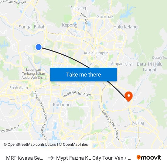 MRT Kwasa Sentral, Pintu A (Sa1020) to Mypt Faizna KL City Tour, Van / Mpv /Taxi To KLIA & Tour Operator Service map