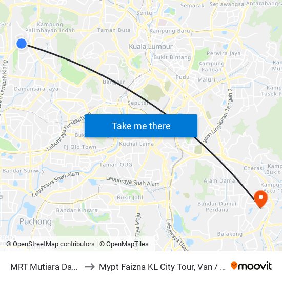 MRT Mutiara Damansara, Pintu C (Pj814) to Mypt Faizna KL City Tour, Van / Mpv /Taxi To KLIA & Tour Operator Service map