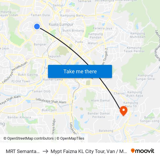 MRT Semantan, Pintu B (Kl1174) to Mypt Faizna KL City Tour, Van / Mpv /Taxi To KLIA & Tour Operator Service map