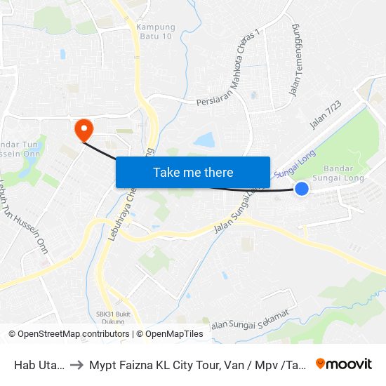 Hab Utar (Kj477) to Mypt Faizna KL City Tour, Van / Mpv /Taxi To KLIA & Tour Operator Service map