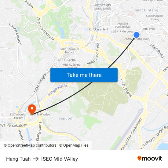 Hang Tuah to ISEC MId VAlley map