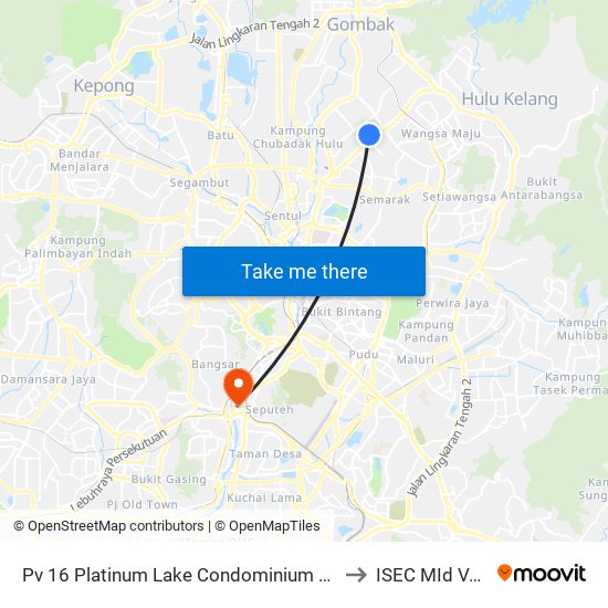 Pv 16 Platinum Lake Condominium (Kl1520) to ISEC MId VAlley map